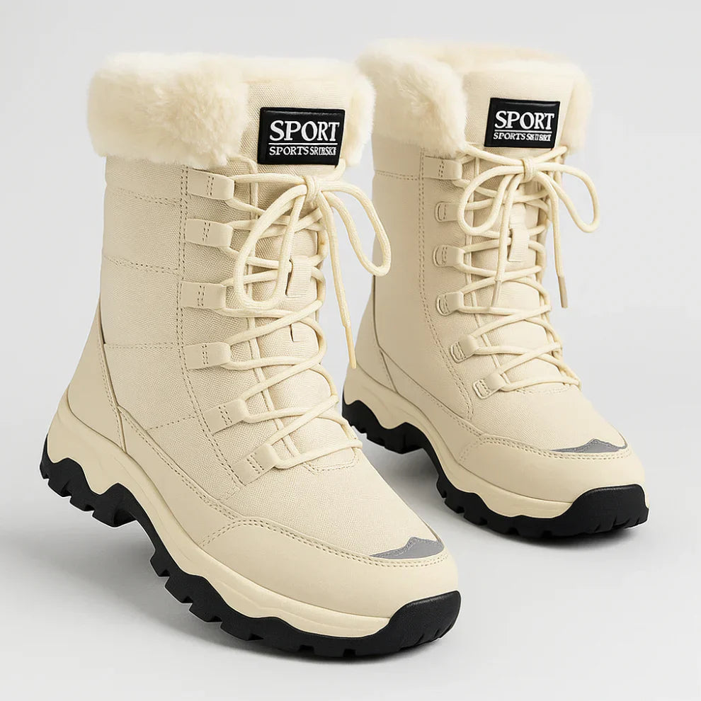 Wasserdichte Winterstiefel Damen Fell-lined Warm - IdealeKleiden