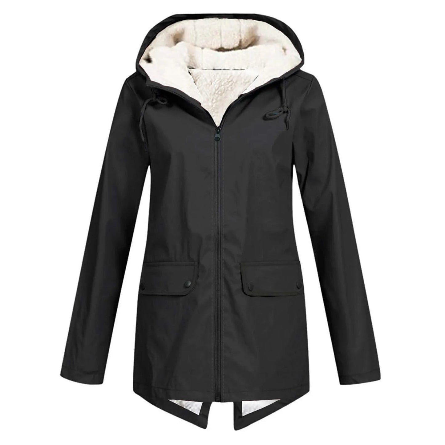 Wasserdichte Damenjacke Warm mit Kapuze und Fleece-Futter