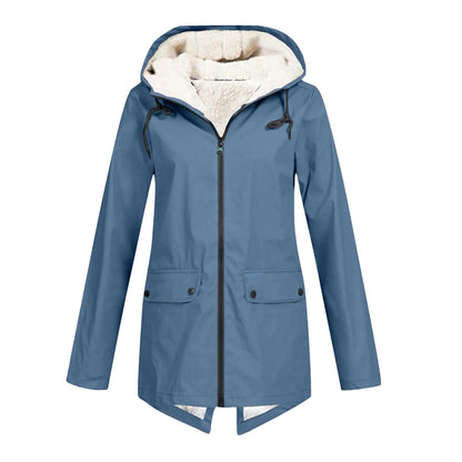 Wasserdichte Damenjacke Warm mit Kapuze und Fleece-Futter