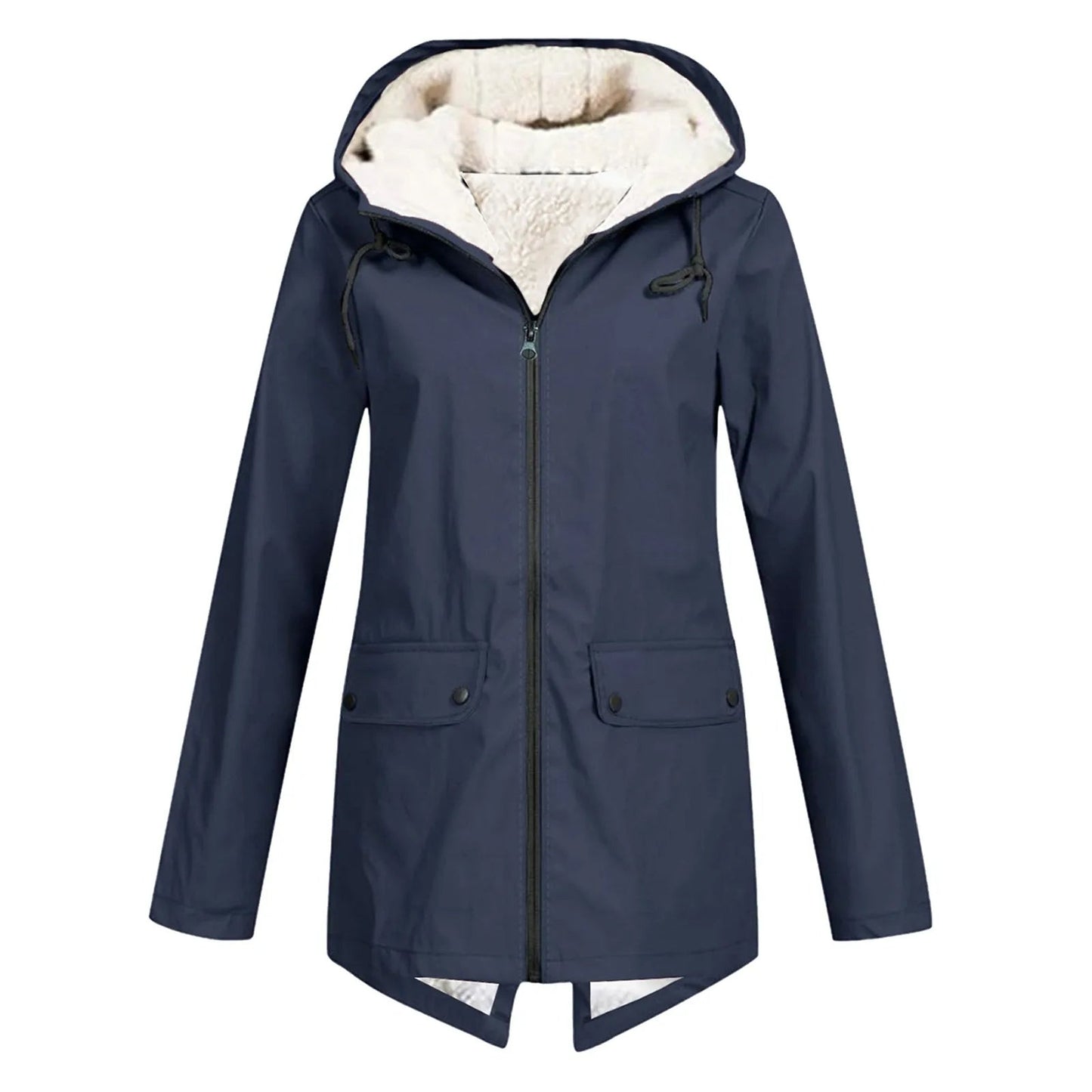 Wasserdichte Damenjacke Warm mit Kapuze und Fleece-Futter