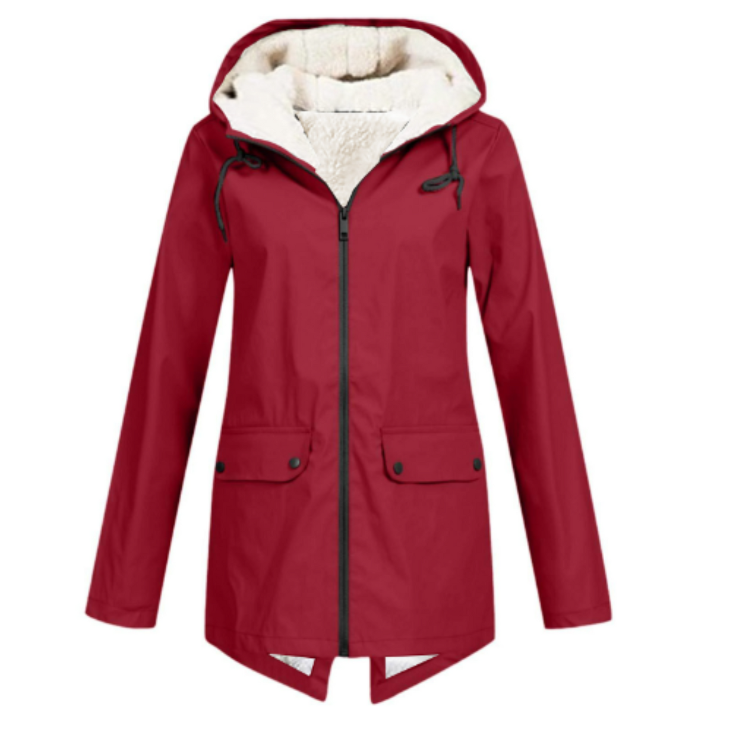 Wasserdichte Damenjacke Warm mit Kapuze und Fleece-Futter
