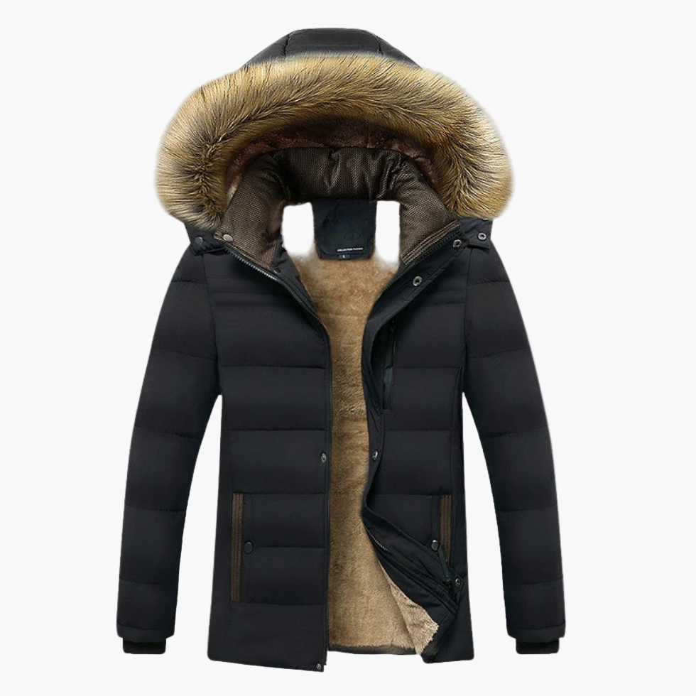 Herren Winterparka Robust Kapuze Fellinnenfutter - IdealeKleiden