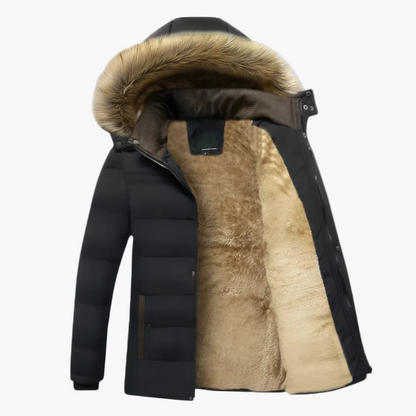 Herren Winterparka Robust Kapuze Fellinnenfutter