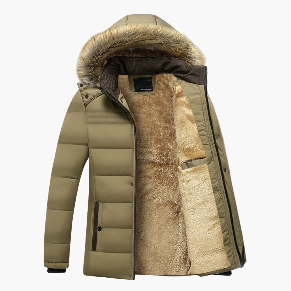 Herren Winterparka Robust Kapuze Fellinnenfutter