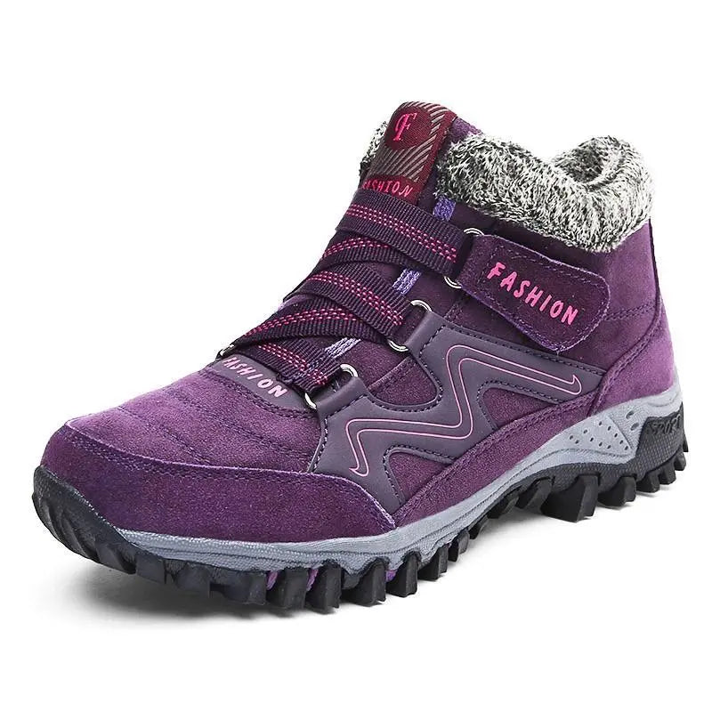 Wasserdichte Stiefeletten Schwarz Frauen - Warme Winterstiefel Lederschwarz