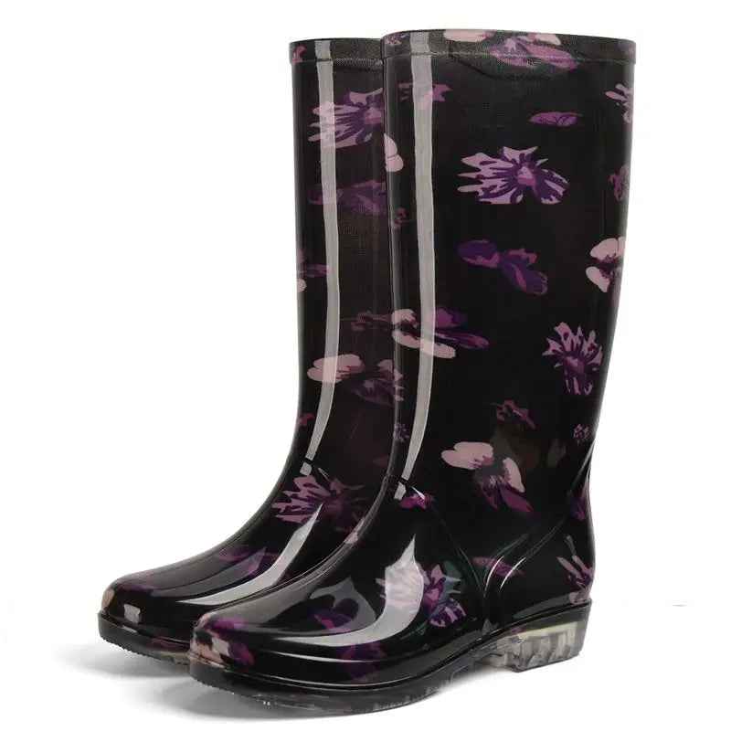 Elegante Winterstiefel Blumenmuster Frauen
