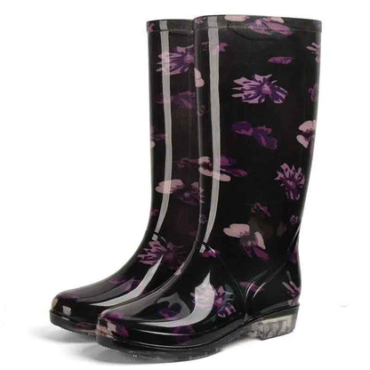 Elegante Winterstiefel Blumenmuster Frauen