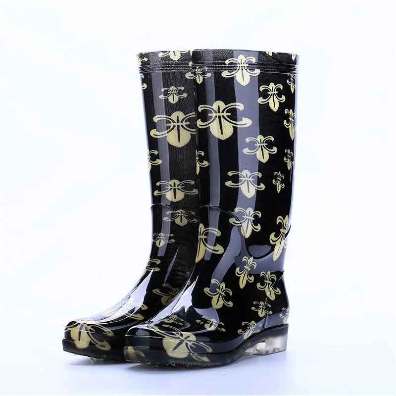Elegante Winterstiefel Blumenmuster Frauen