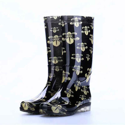 Elegante Winterstiefel Blumenmuster Frauen