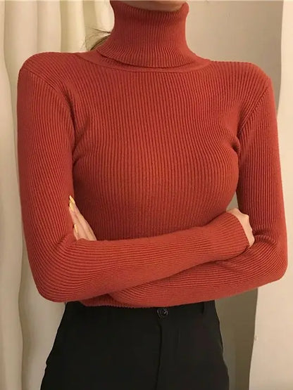 Damen Pullover Rollkragen Weich
