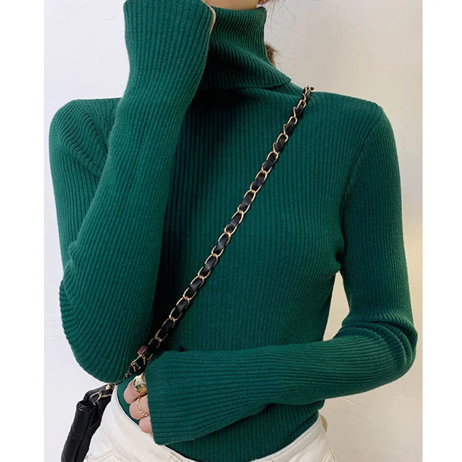 Damen Pullover Rollkragen Weich