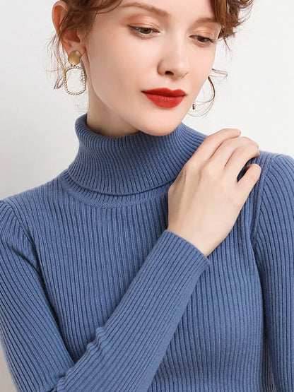 Damen Pullover Rollkragen Weich