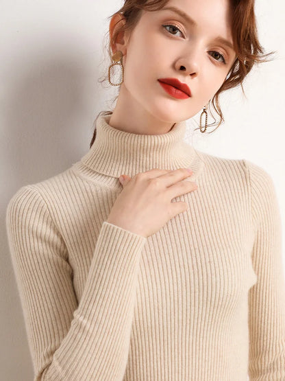 Damen Pullover Rollkragen Weich