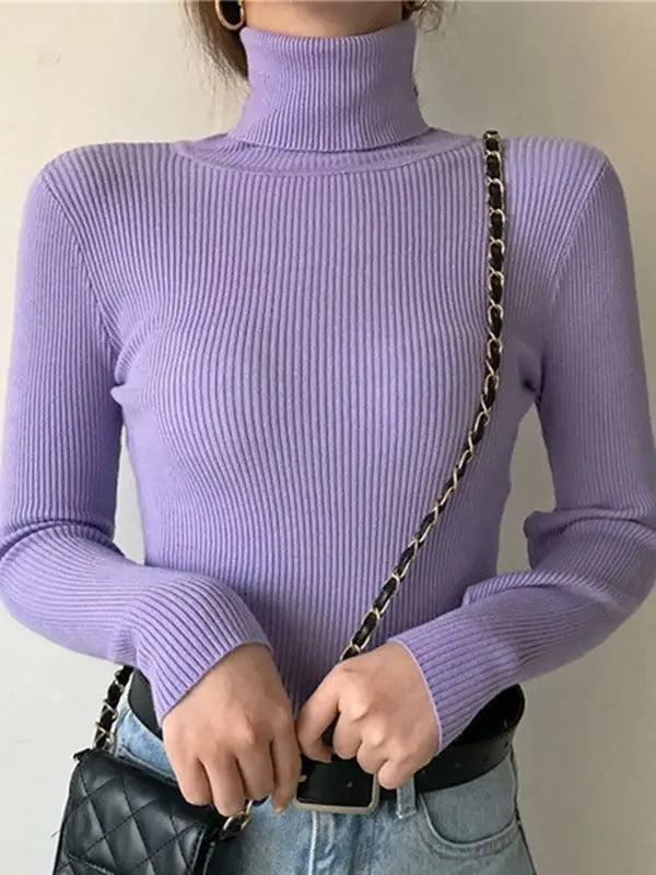 Damen Pullover Rollkragen Weich
