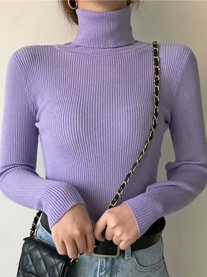 Damen Pullover Rollkragen Weich