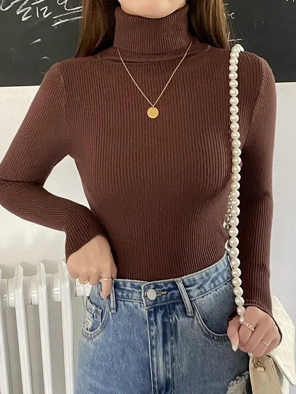 Damen Pullover Rollkragen Weich
