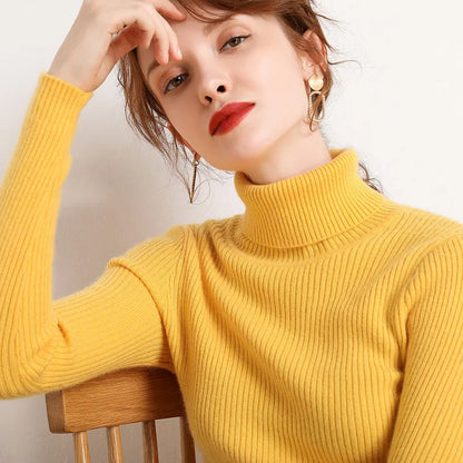 Damen Pullover Rollkragen Weich