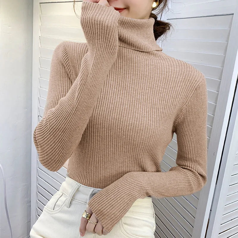 Damen Pullover Rollkragen Weich