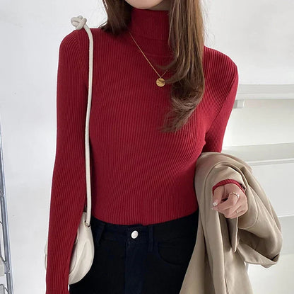 Damen Pullover Rollkragen Weich