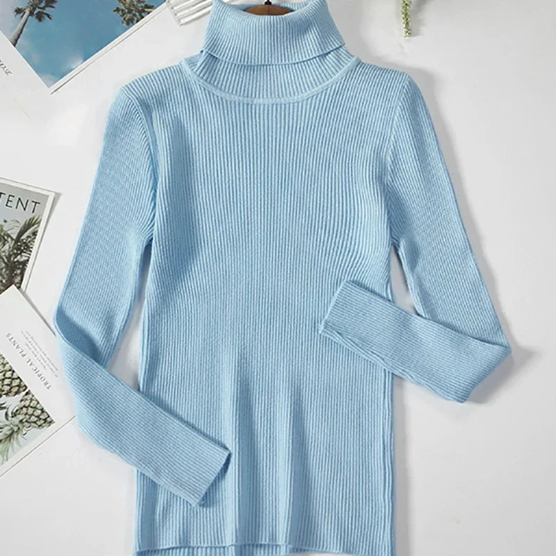 Damen Pullover Rollkragen Weich