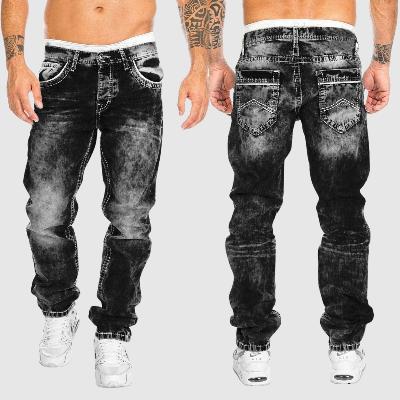 Bequeme Herrenjeans Weit Bein Verwaschen