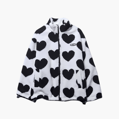 Stylische Fleecejacke Mit HerzMotiv