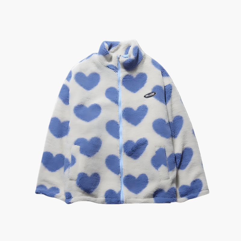 Stylische Fleecejacke Mit HerzMotiv