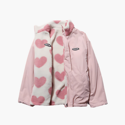 Stylische Fleecejacke Mit HerzMotiv