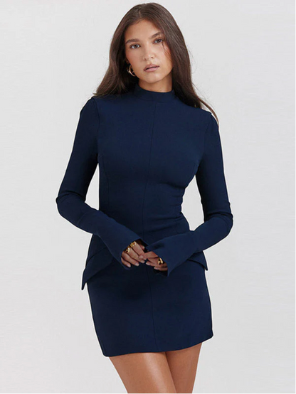 Elegantes Damenkleid mit Stehkragen - IdealeKleiden