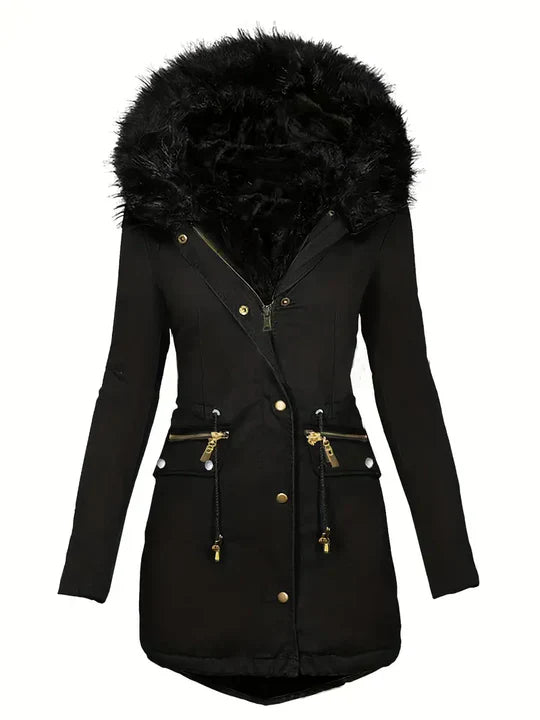 Warme Winterjacke Damen mit Kapuze - IdealeKleiden