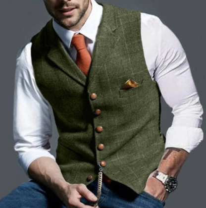 Herren Weste Kariert Tweed Stil