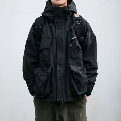 Herren Outdoor Jacke Oversize Kapuze Waterproof - IdealeKleiden