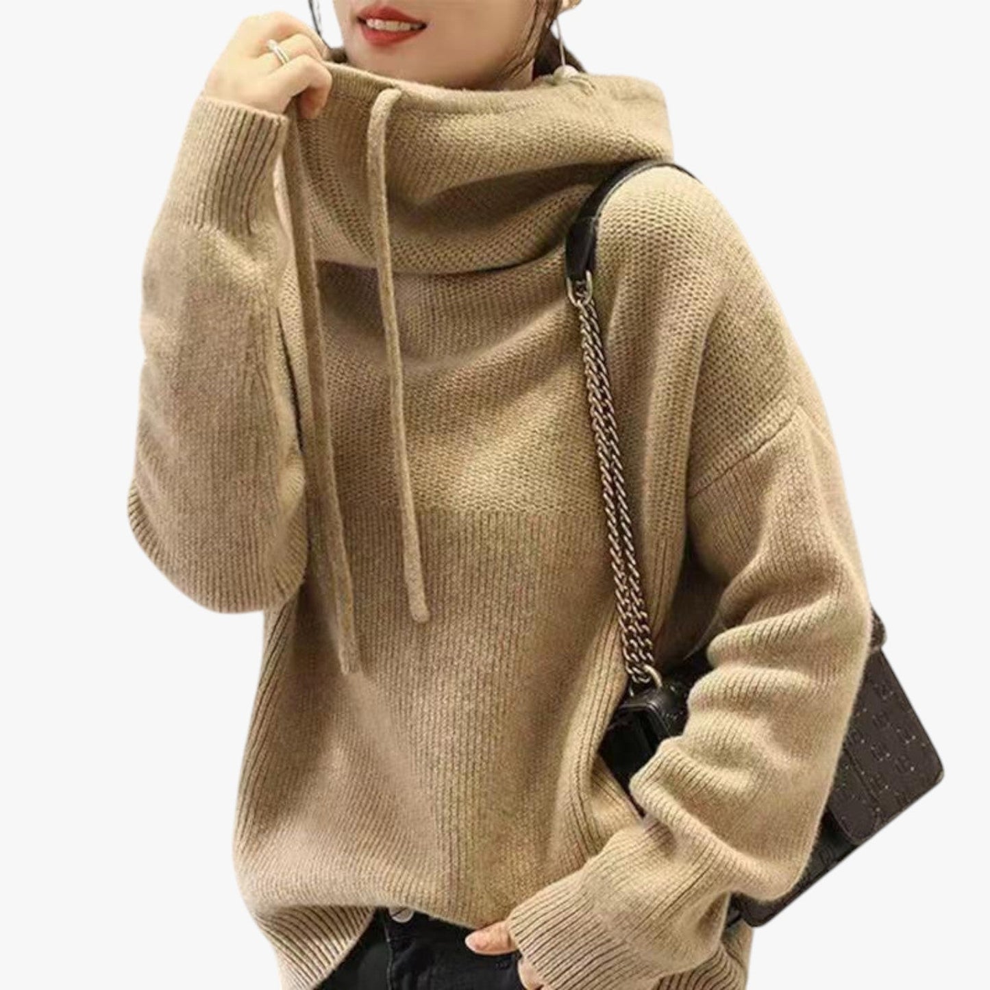 Weite Strickpullover Warm Bequem Hochkragen