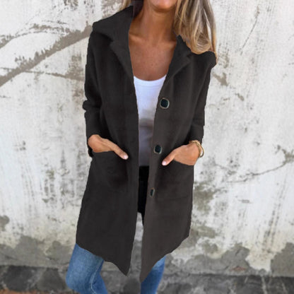 Lange Damenjacke Modern Knöpfe