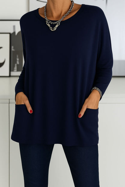 Damen Lockeres Langarmshirt Elegante Bluse