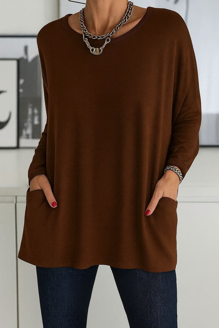 Damen Lockeres Langarmshirt Elegante Bluse