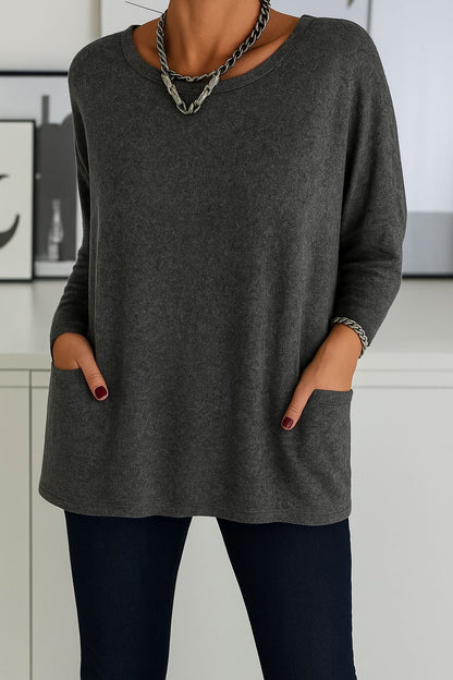 Damen Lockeres Langarmshirt Elegante Bluse