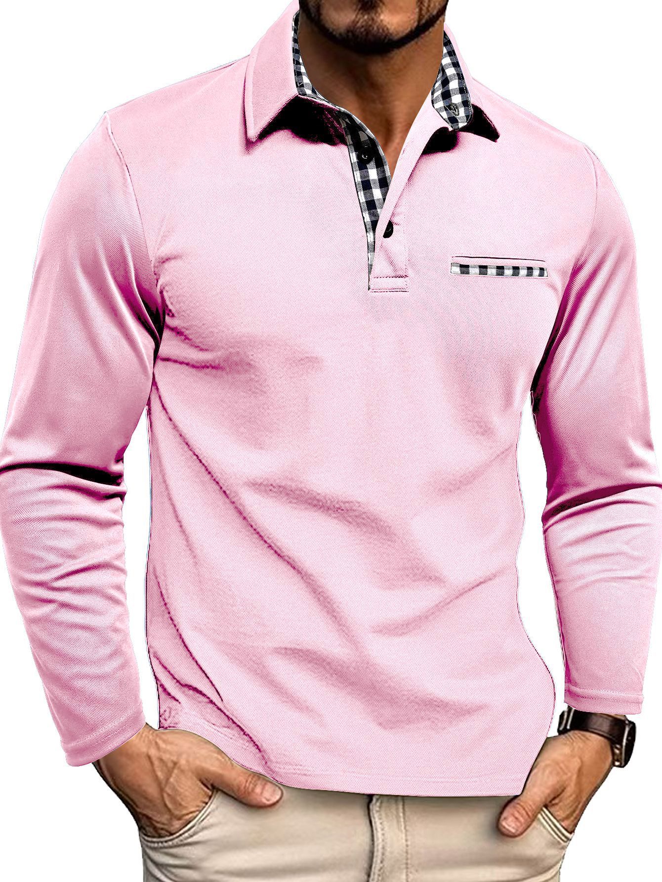 Herren Poloshirt Langarm Komfortable Qualität
