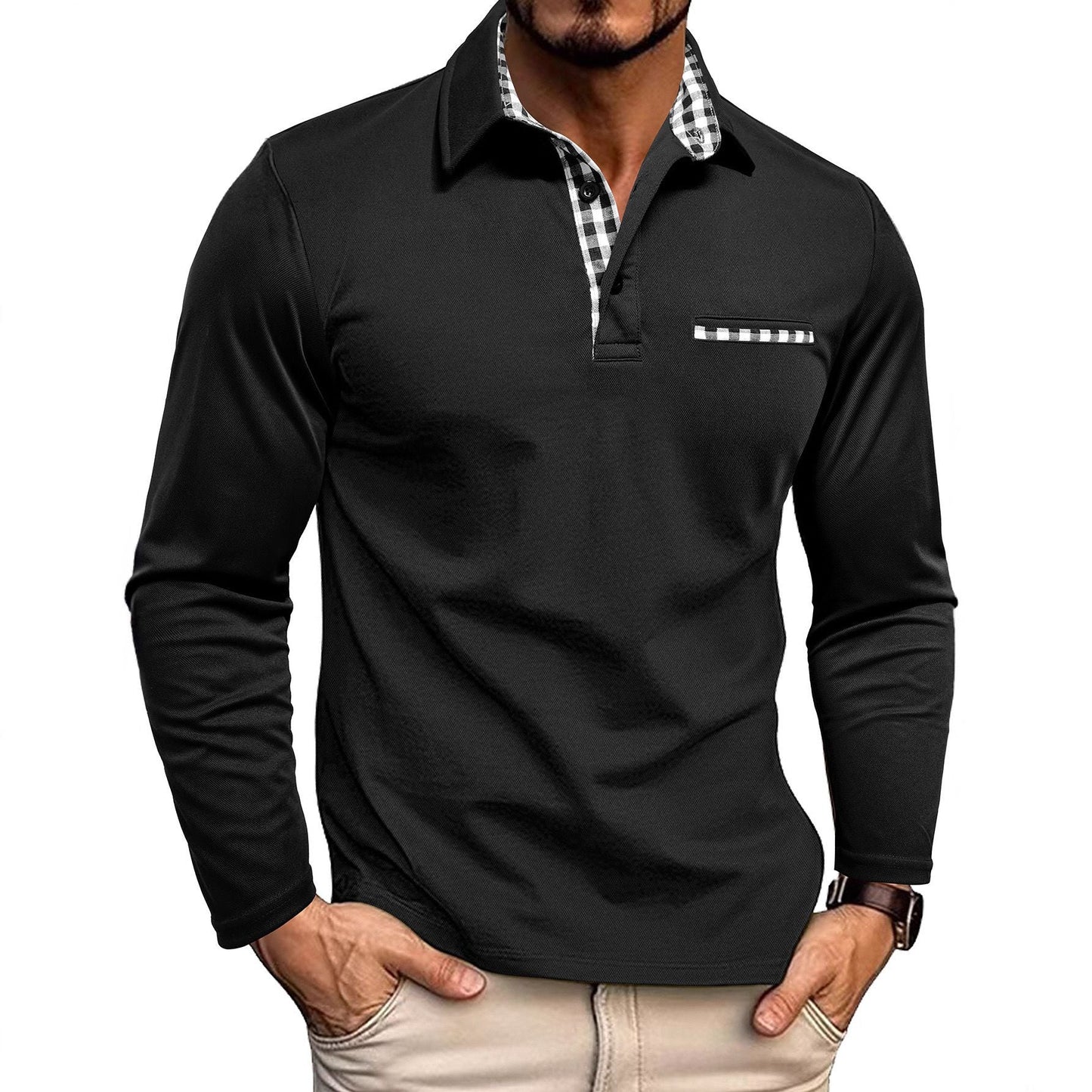 Herren Poloshirt Langarm Komfortable Qualität