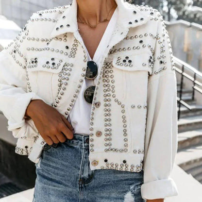 Modische Lederjacke mit Nieten Design