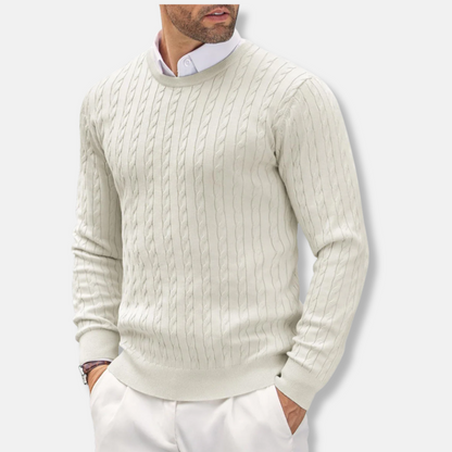 Elegante Damenkleid Slim Fit Rundhals Kabelmuster