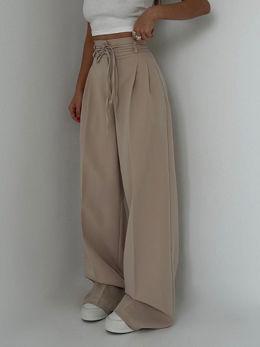 Elegante Damenhose Hochtailliert Weitbeinig