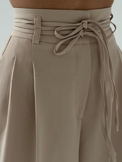Elegante Damenhose Hochtailliert Weitbeinig - IdealeKleiden