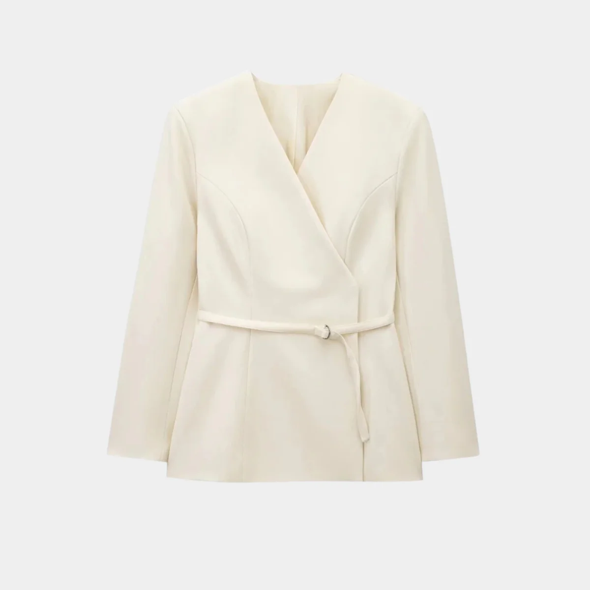 Damen Blazerjacke Wickelstyle mit Gürtel und Taille