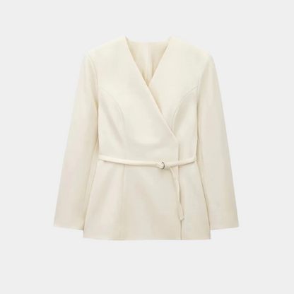 Damen Blazerjacke Wickelstyle mit Gürtel und Taille