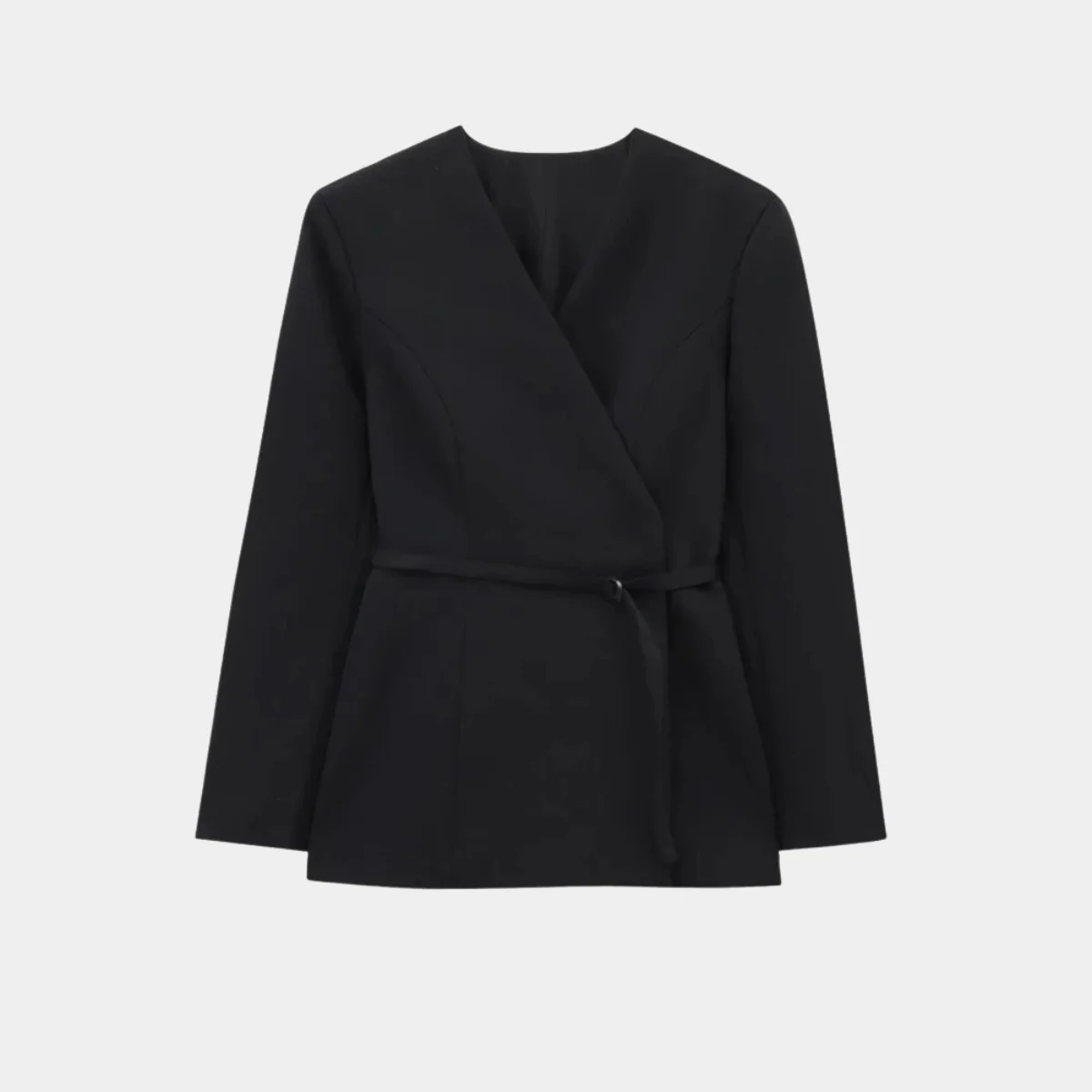 Damen Blazerjacke Wickelstyle mit Gürtel und Taille