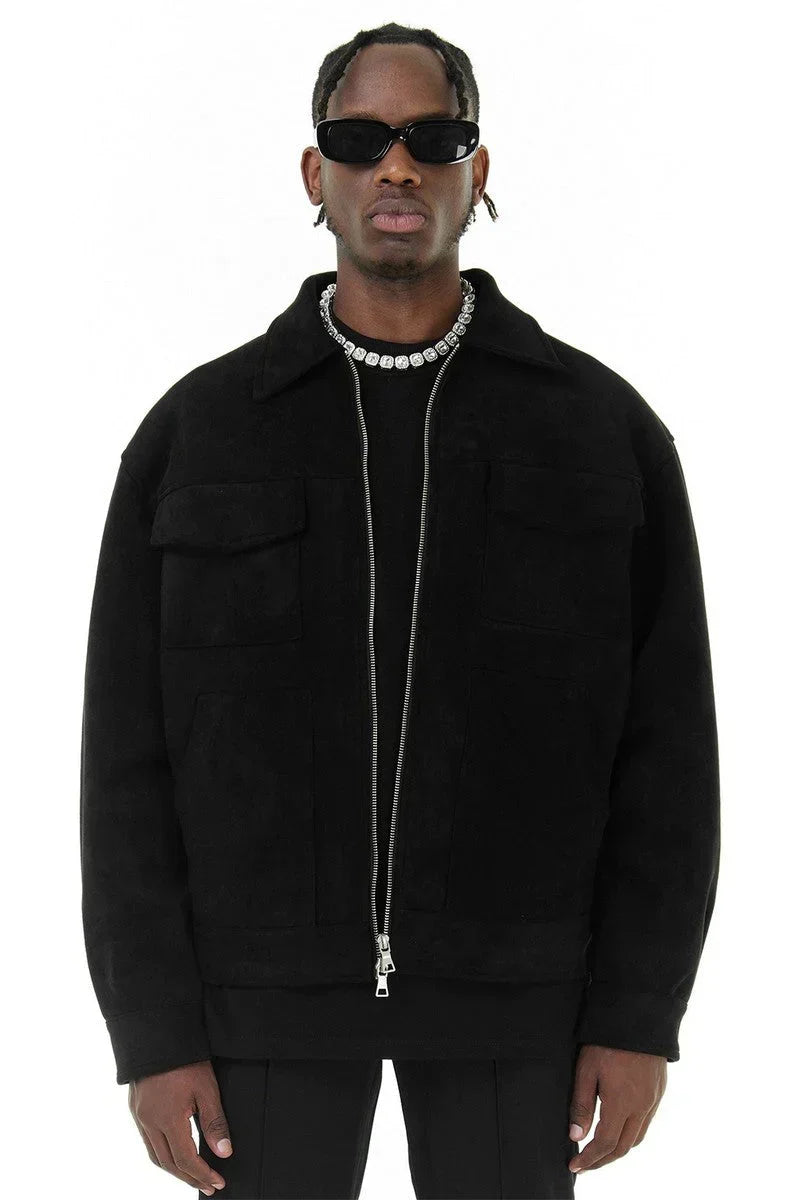 Lederjacke Herren Biker Style Reißverschluss - IdealeKleiden