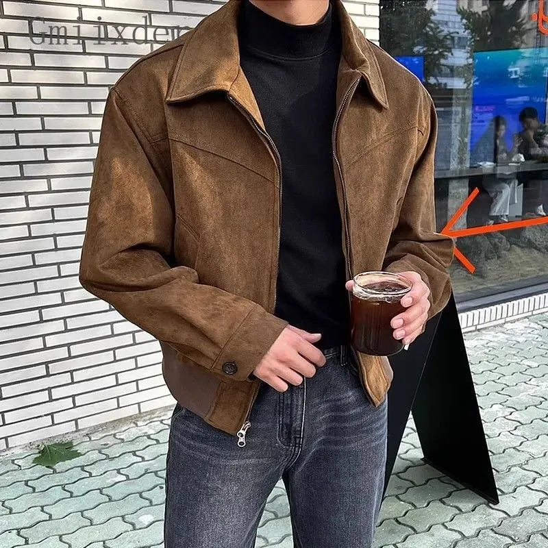 Lederjacke Herren Vintage Style Zip