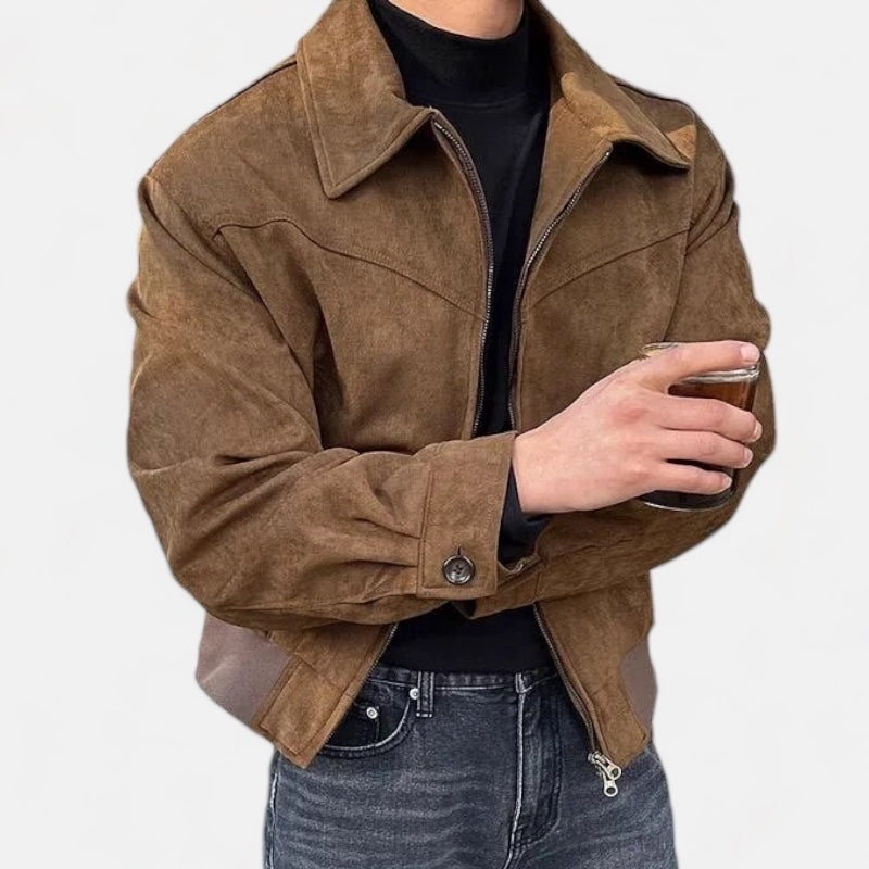 Lederjacke Herren Vintage Style Zip - IdealeKleiden