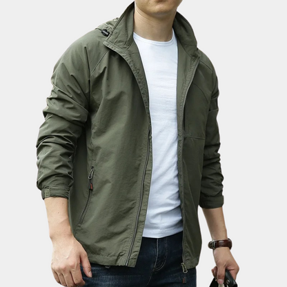 Herren Windbreaker Jacke Kapuze Reißverschluss - IdealeKleiden